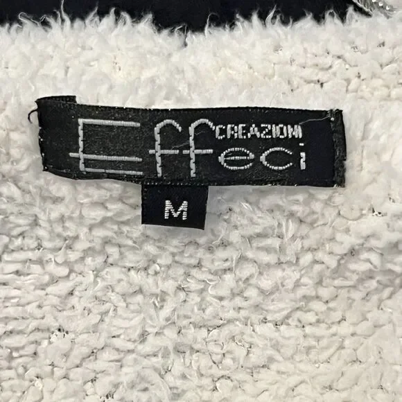 Creazioni Effeci Jacket Hoodie Black White Sherpa Lined Size Medium Winter - Picture 7 of 11